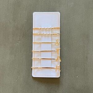 Gold STAR Individual Bamboo Texture Letters Rhinestone Six 6 Piece Bobby Pin Set